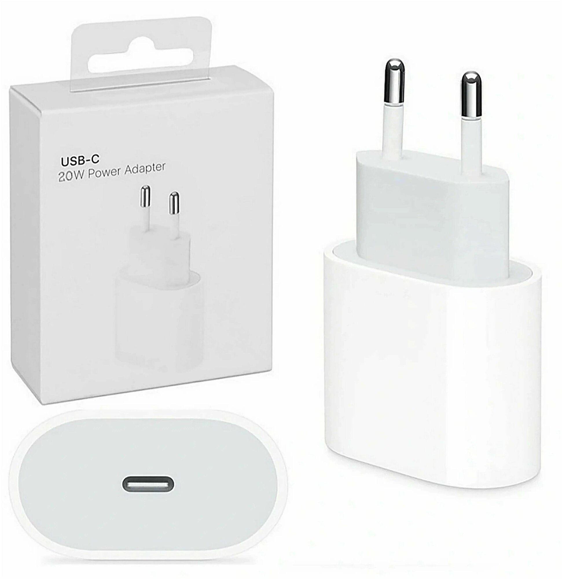 Зарядное устройство Apple, 20Вт, USB Type-С, съемный кабель, белое