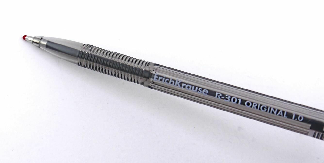Ручка шариковая ErichKrause R-301 Stick Original 1,0мм тонированный черный корпус, черная, 10шт — фото 1