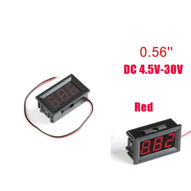 Мини цифровые вольтметры 0.36' RED/BLUE/GREEN для электромобилей и Красный, 0.56 DC 4.5-30V Red
