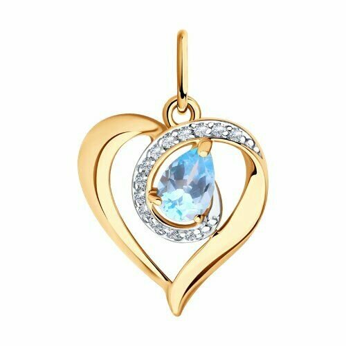 Подвеска The Jeweller, красное золото, 375 проба, топаз, голубой