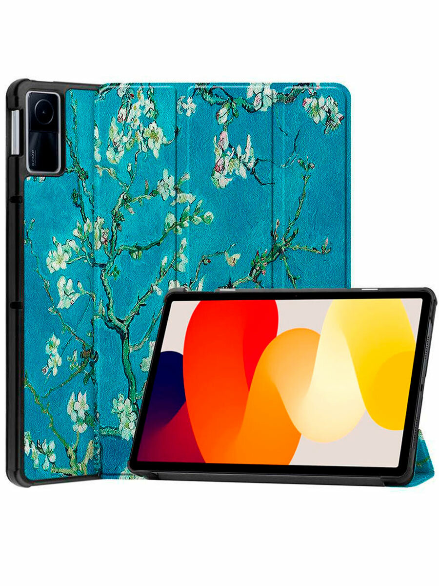 Чехол для планшета Redmi Pad SE (11 дюймов), с магнитом и красивым рисунком (Сакура)