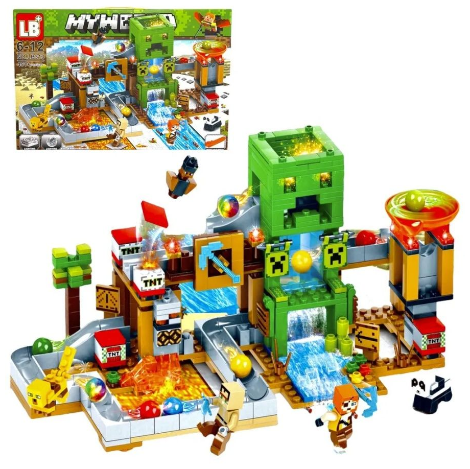 Конструктор Minekraft My World LB 313 Майнкрафт Шахта Крипера 451 деталь с LED подсветкой