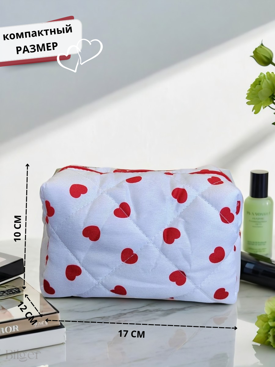 Косметичка Bilger, ширина: 12 см., высота: 10 см., длина: 17 см., , белый, красный — фото 1