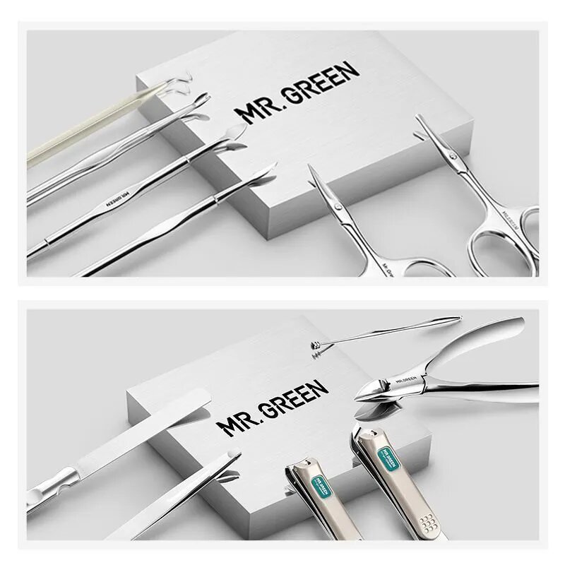 Изображение Маникюрный набор 12 предметов с кожаным чехлом , медицинская сталь