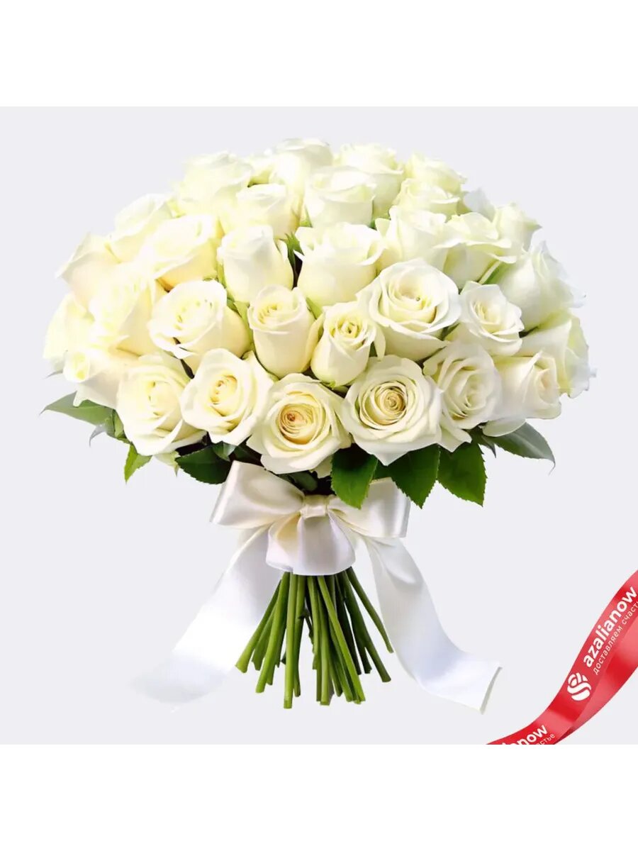 Букет живых цветов из 45 белых роз 40 см под ленту от АзалияНау
