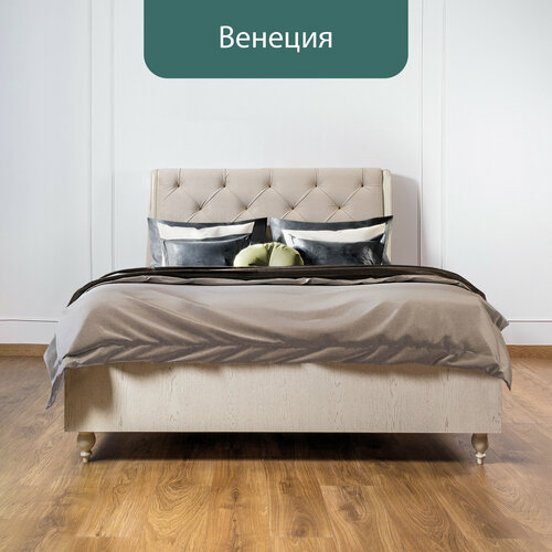 Кровать (1,4 м) велюр с подъемным механизмом Венеция. Дуб седан