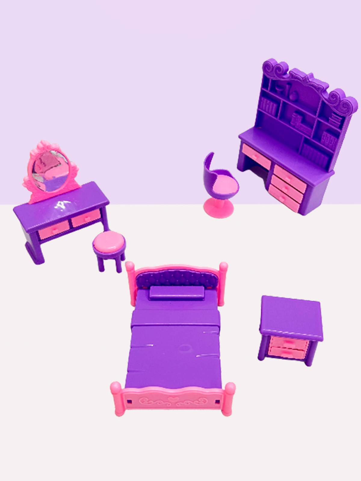 Набор мебели для спальни в кукольный домик, сиреневый, от 5 лет — фото 1