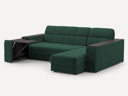 Изображение товара Угловой диван-кровать "Флай", правый, аккордеон, подлокотники короб+столик, велюр, габ. размер дивана 260*214