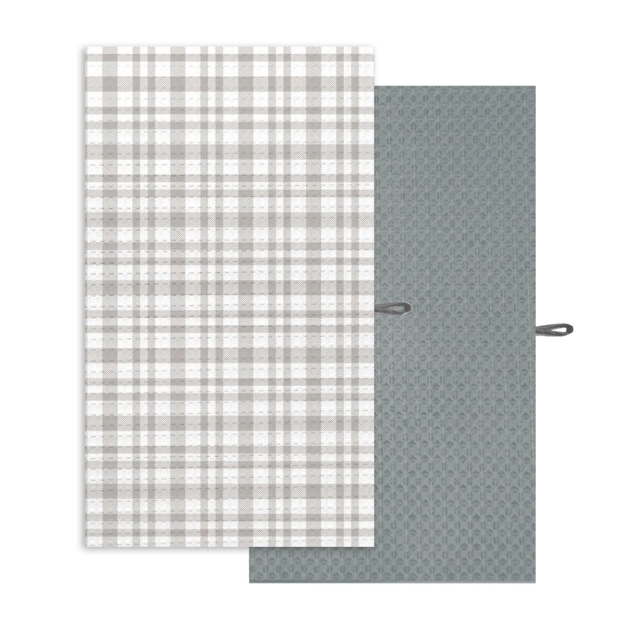Клетка Стюарт набор для кухни, 2 шт, вафля, хлопок, серый, 35x60 см, шелкография