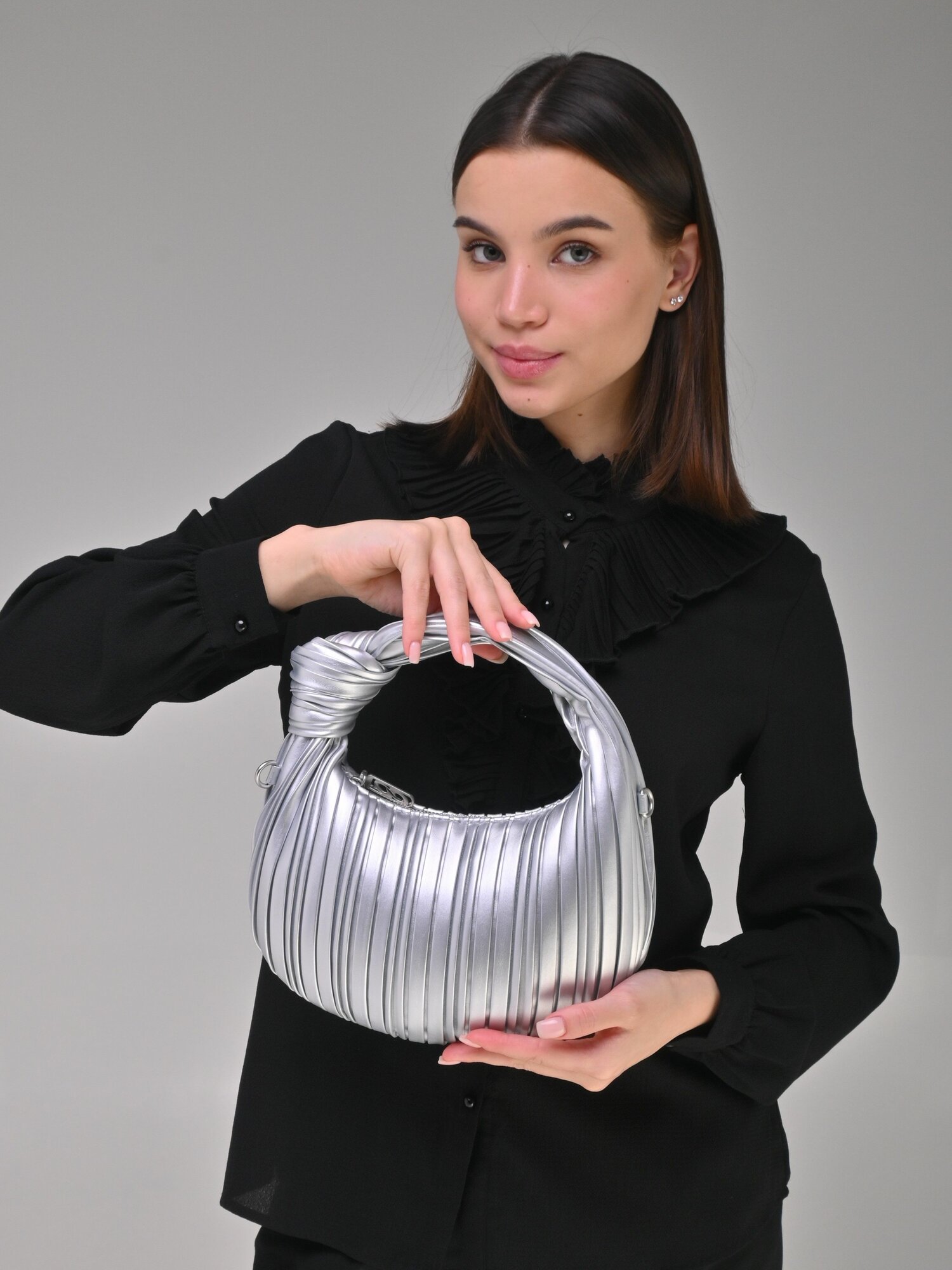 Сумка багет kari, серебряный — фото 1