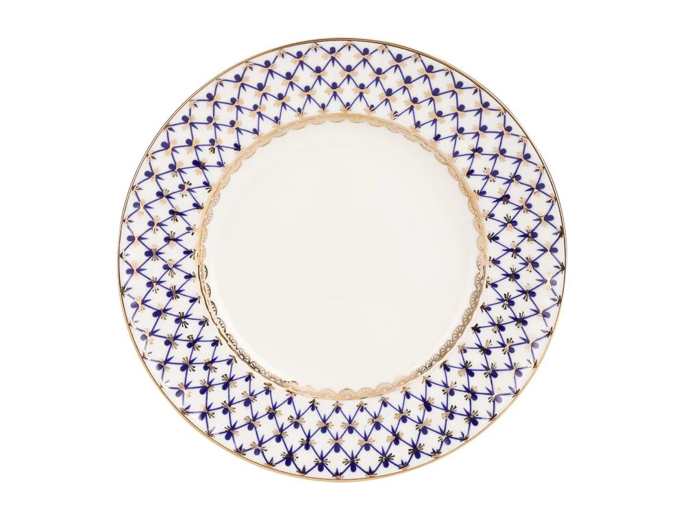 Тарелка "Кобальтовая сетка", форма волна, Императорский фарфоровый завод