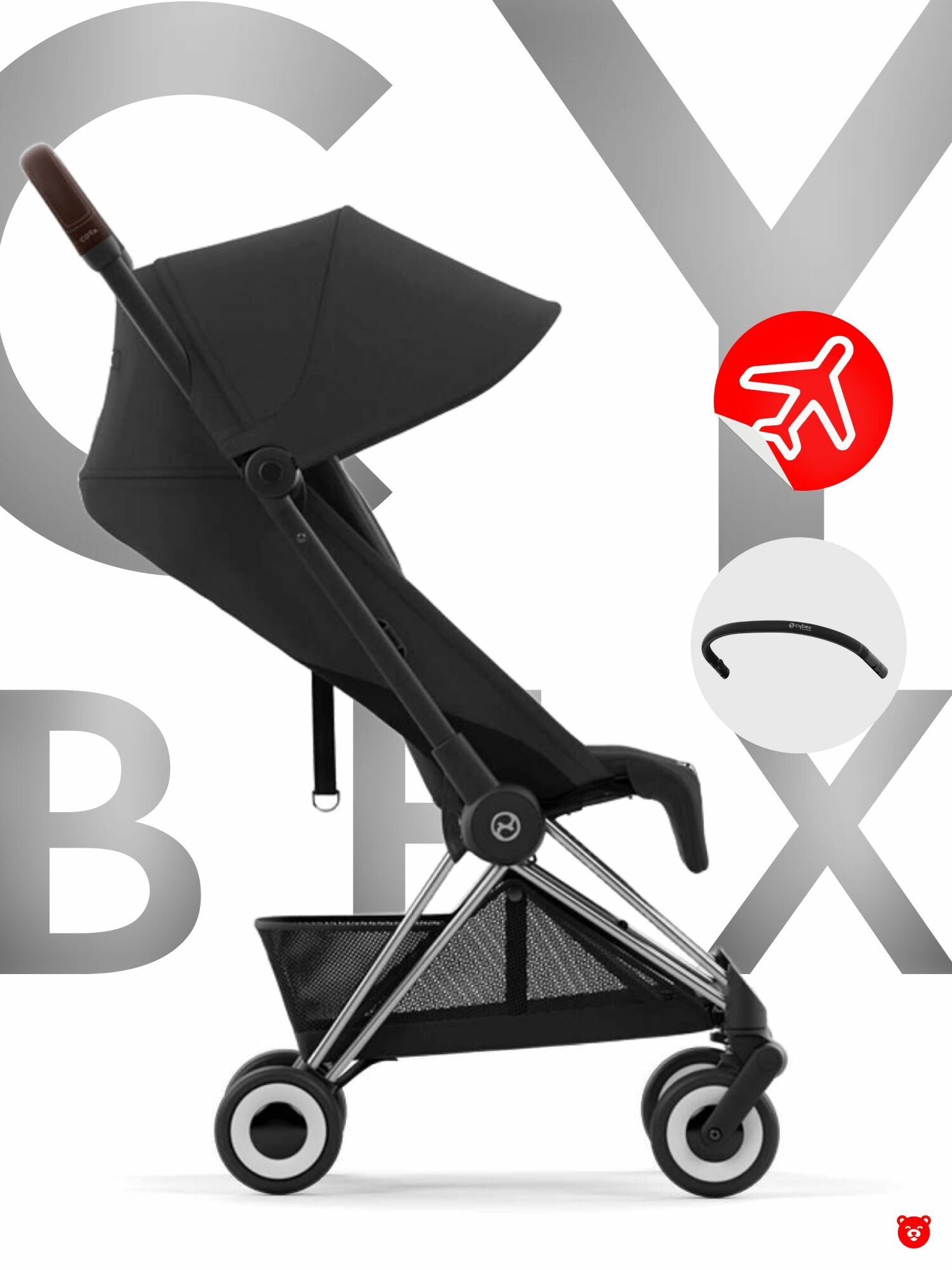 Cybex Coya Коляска c бампером, рама Chrome Brown/текстиль Sepia Black