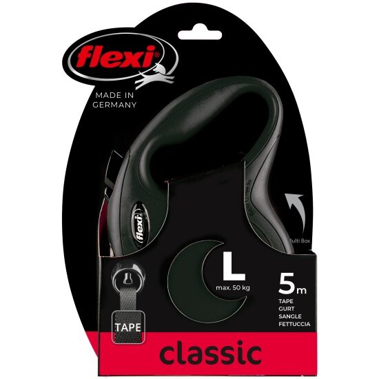 Поводок-рулетка Flexi New Classic L, 5 м, 50 кг, черный