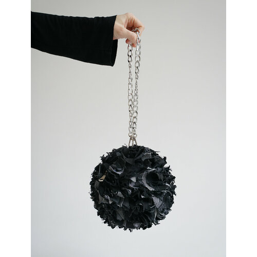 Сумка купол 'RISHI, фактура пэчворк, черный/серый