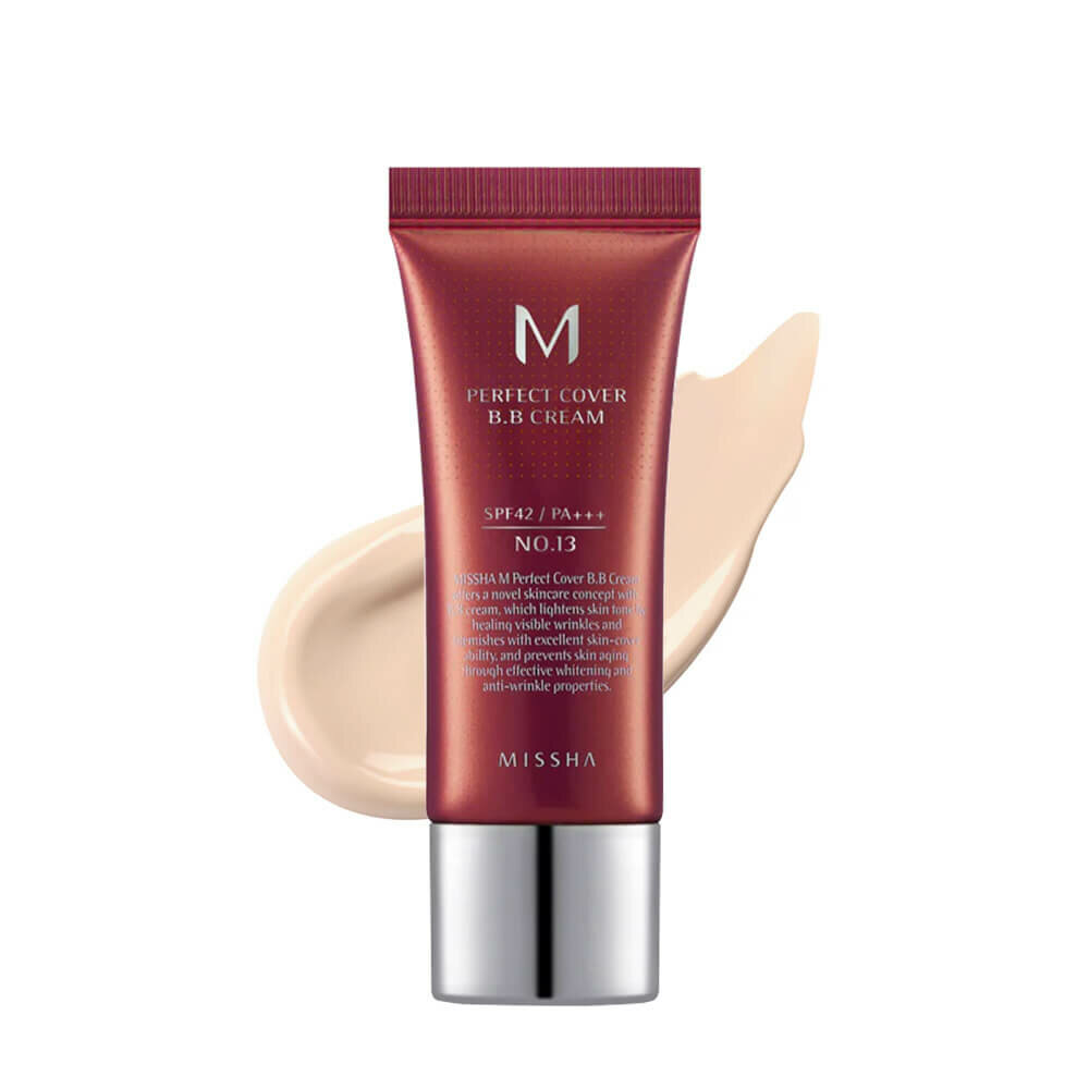 Missha BB крем для лица M Perfect Cover BB Cream тональный солнцезащитный SPF 42++ Корея, тон 13, 20 мл