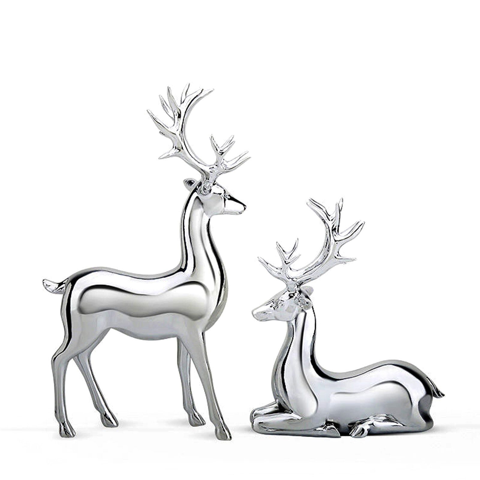 1 пара фигурок оленей украшение для стола стоящая на коленях европейский стиль резиновая поделка серебро