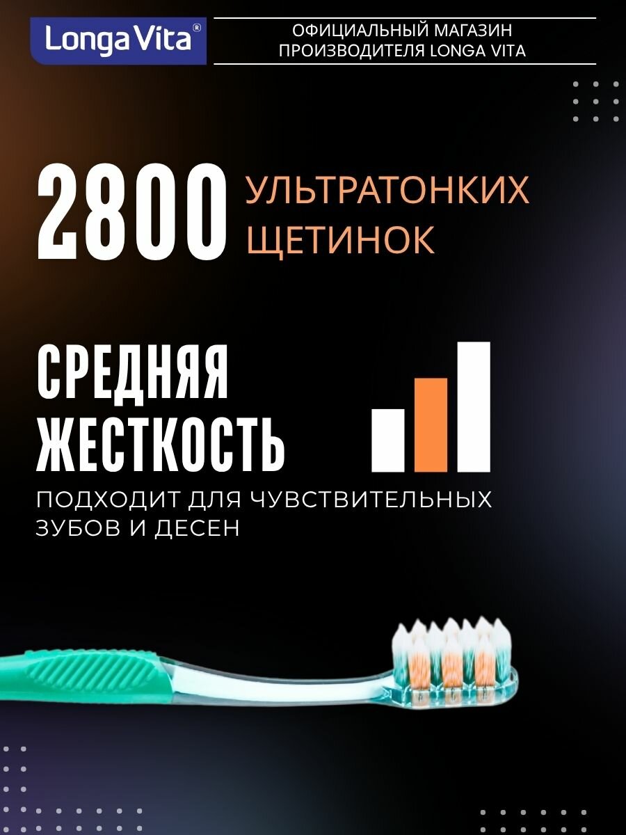 Зубная щетка Longa Vita Active, с разноуровневыми щетинками, средняя жесткость — фото 1