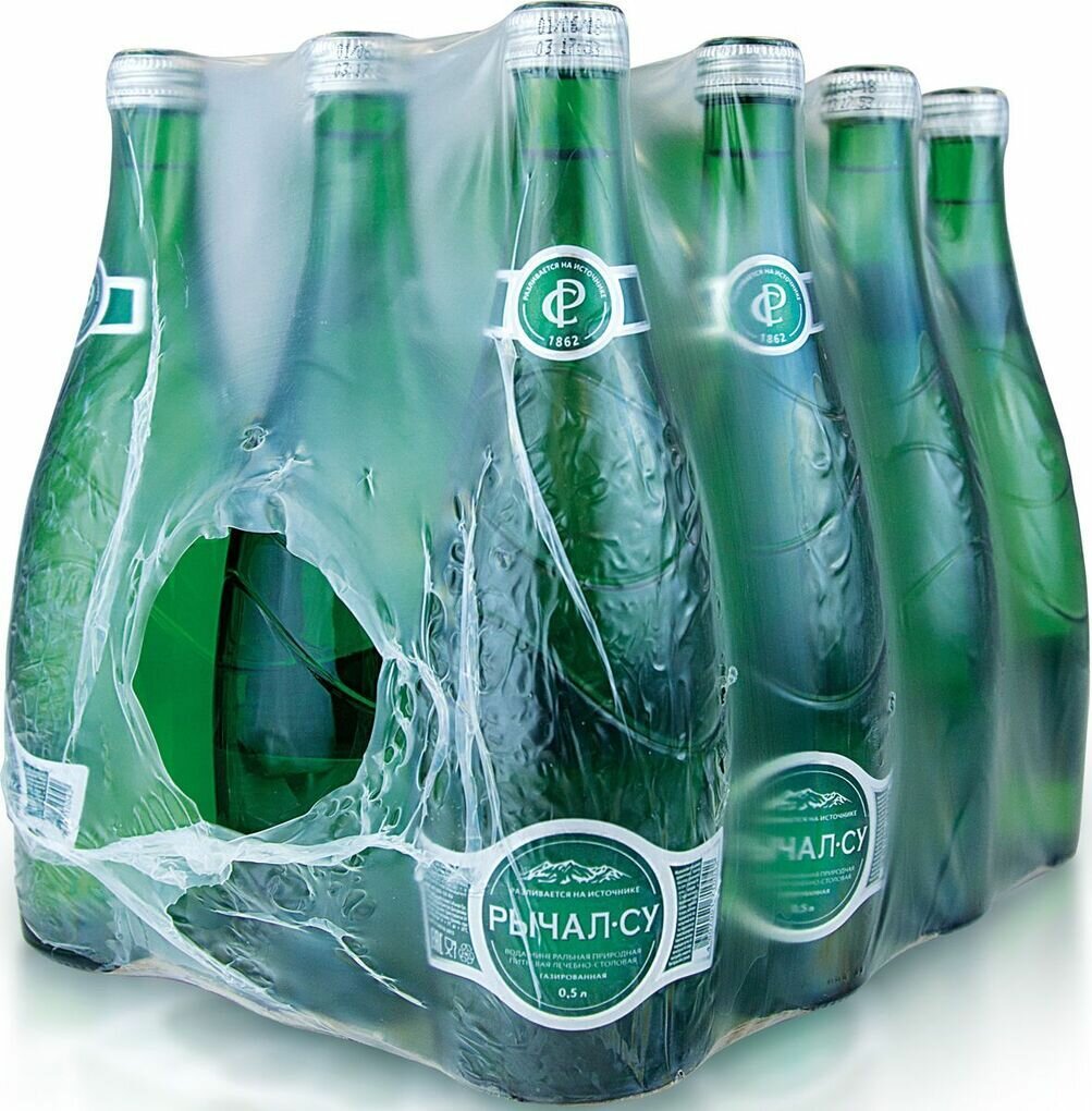 Вода Рычал-Су минеральная, газированная. 0,5л х 12шт/уп, стекло