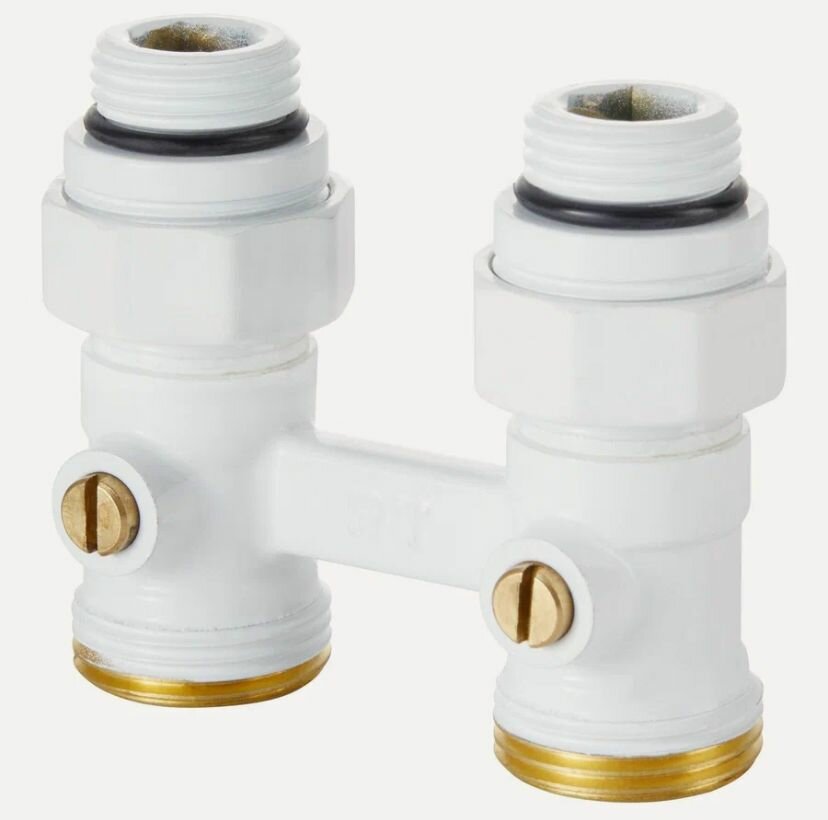 Узел подключения Delta EK, прямой, латунь, белый, 1/2", 3/4", 10 bar