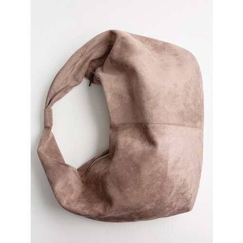 Сумка шоппер Befree, фактура бархатистая, бежевый