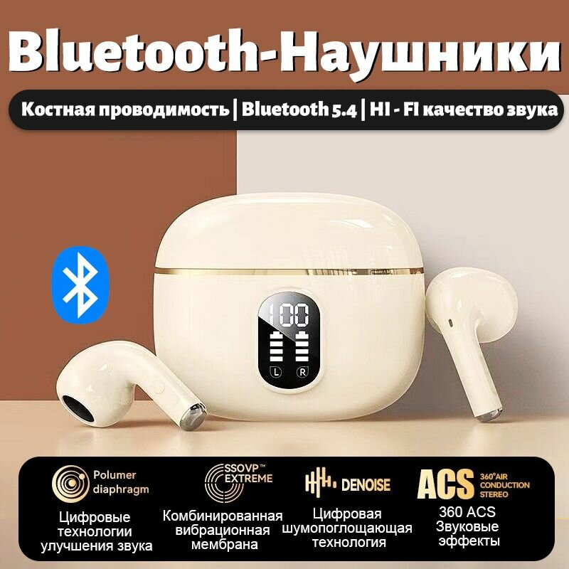 Bluetooth Беспроводные наушники-клипсы 2026. Объемный звук, шумоподавление, долгая работа, HD-звонки.