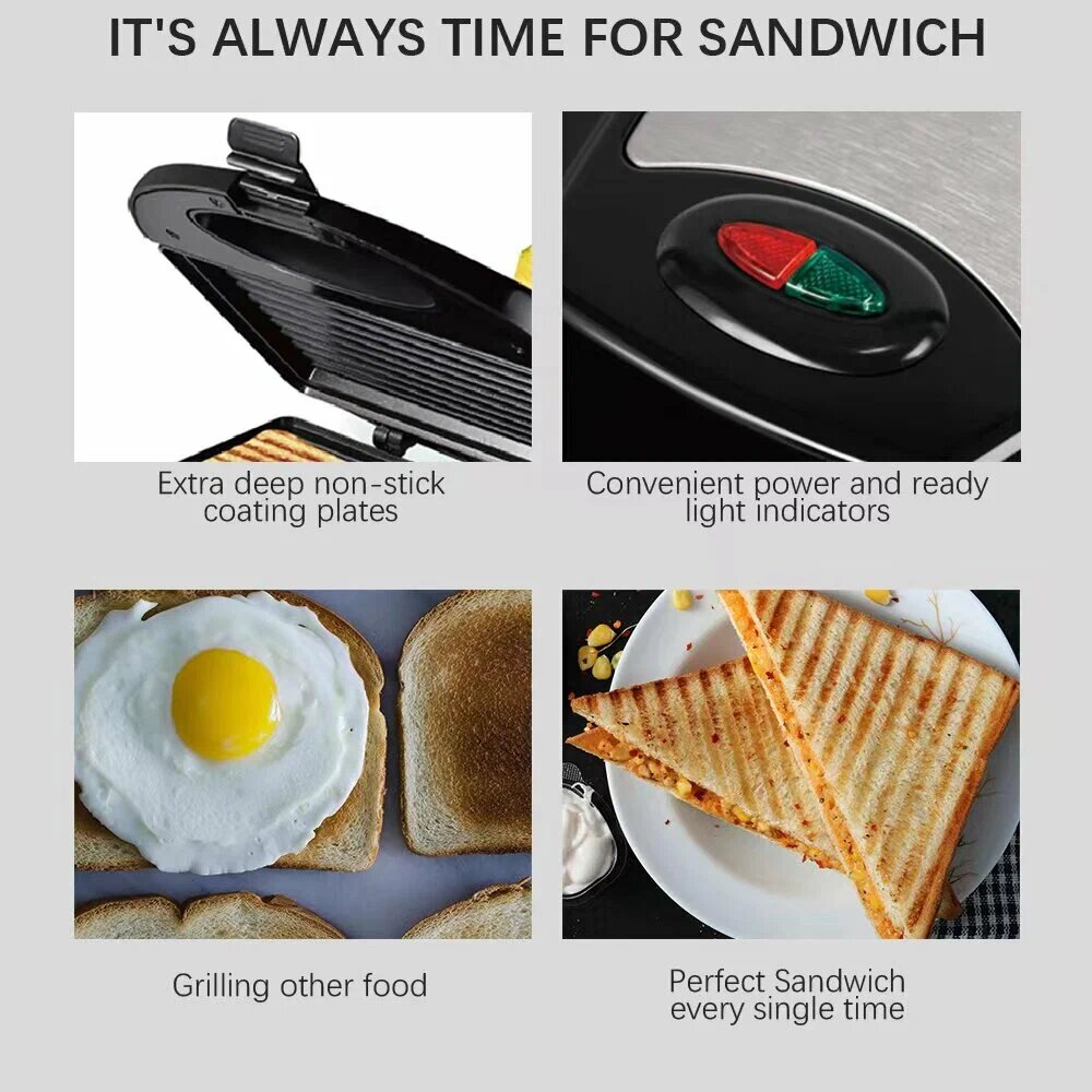 Многофункциональная электрическая сэндвичница Sonifer SF-6143 5-в-1 со сменными панелями для сэндвичей, вафель и гриля — фото 1