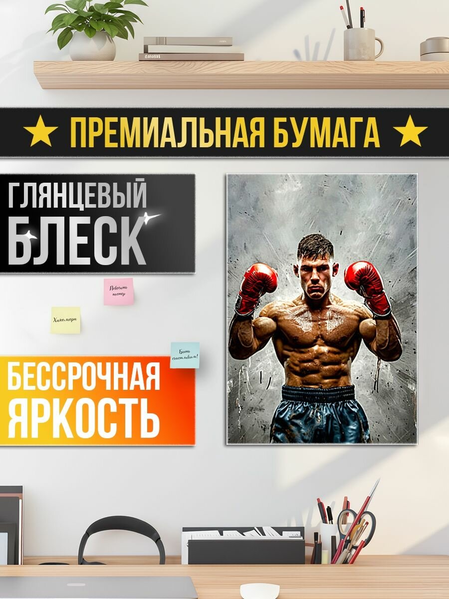 Постер на стену Боксер на сером — фото 1