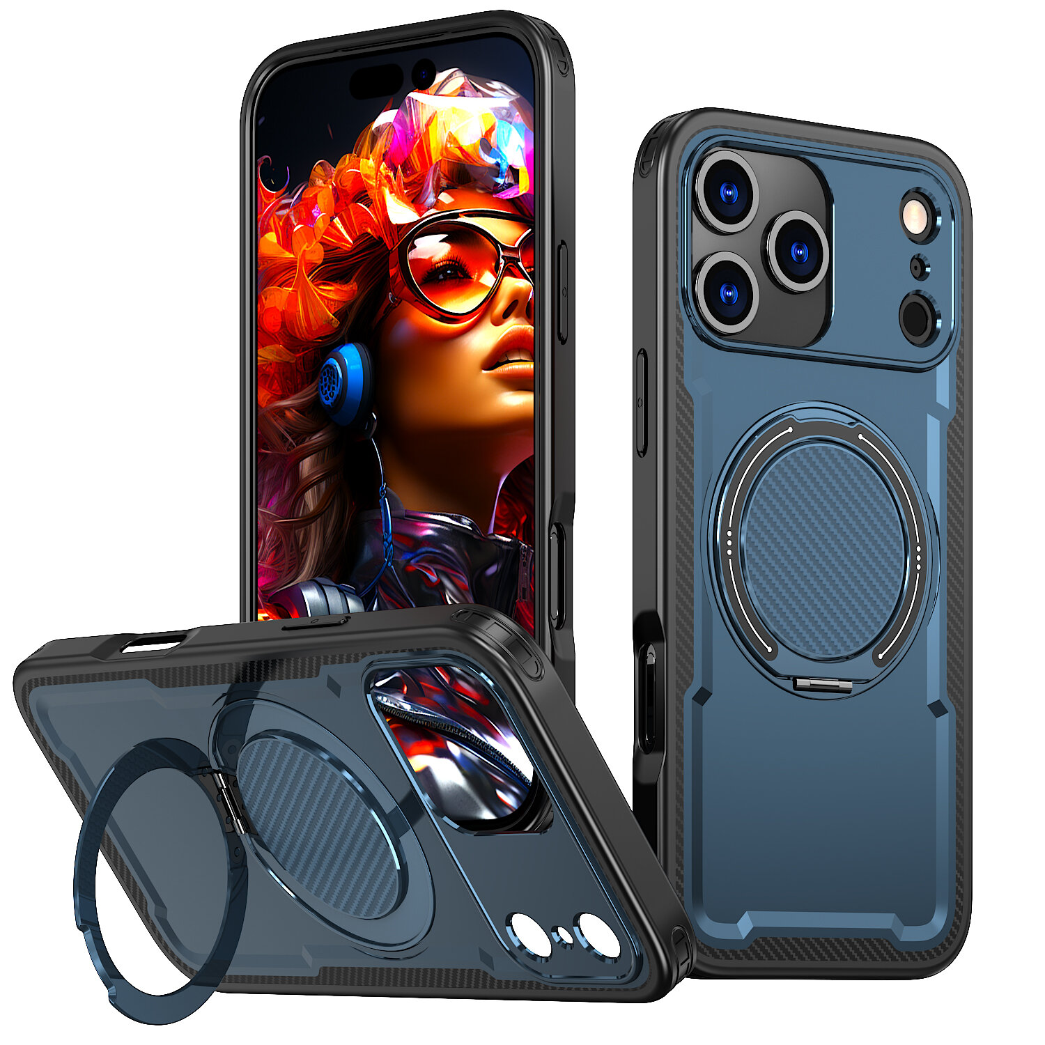Чехол для Apple iPhone 17 Pro Max / Айфон 17 Про Макс, soft touch, чехол-кардиомонитор, поликарбонат (PC), защита камеры, ударопрочный, встроенная подставка, усиленные углы, Apple, Apple iPhone 17 Pro Max