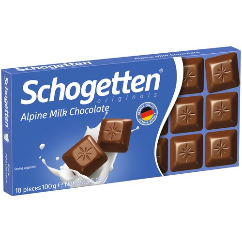 Шоколад Schogetten Alpine Milk альпийский молочный порционный, 100 г