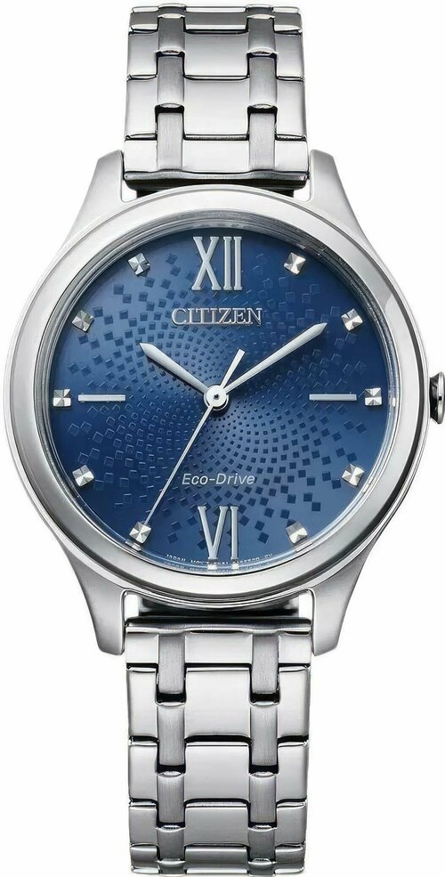 Наручные часы CITIZEN Eco-Drive, серебряный, синий