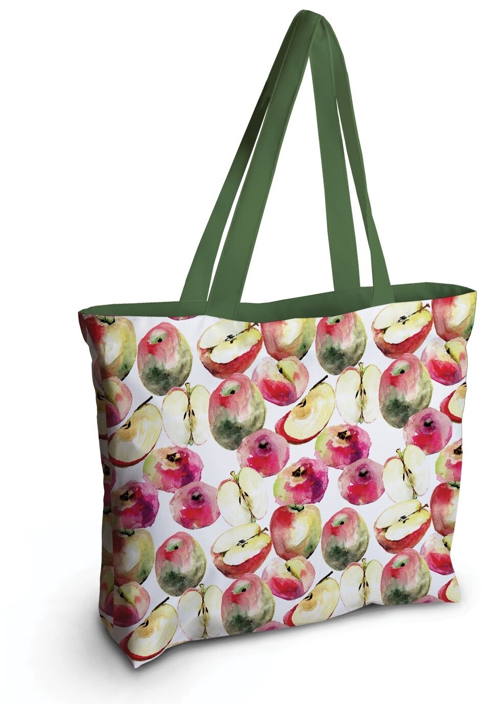 Текстильная женская сумка JoyArty "Живописные яблоки" на молнии для пляжа и фитнеса