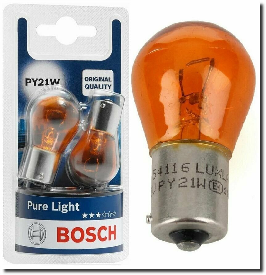 Лампа Bosch PY21W, комплект 2 шт, 1987301018
