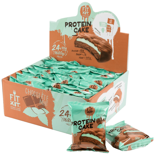 Печенье FITKIT Protein Cake, 1680 г, шоколад-мята печенье fitkit protein cake 1680 г медовый крем