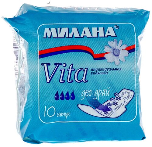 Милана прокладки Vita Део Драй, 4 капли, 10 шт.