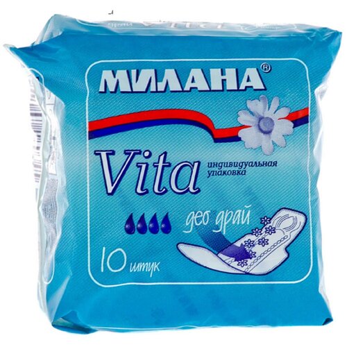 Милана прокладки Vita Део Драй, 4 капли, 10 шт.