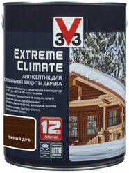 V33 антисептик для экстремальной защиты дерева Extreme Climate, 9 л, темный дуб