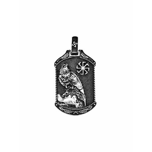 Славянский оберег, подвеска Малахит, серебро, 925 проба, чернение, серебристый