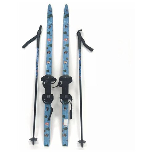 фото Лыжный комплект с комбинированным креплением (лыжи, крепления, палки) 120 stc степ, ёжики и совы