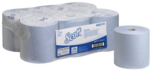 Полотенца бумажные Scott Essential голубые однослойные 6692 6 рул.