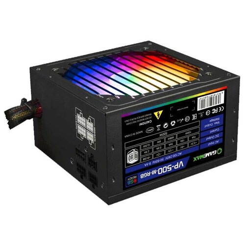 Блок питания GameMax VP-500-M-RGB 500W черный BOX gamemax vp 500 rgb modular