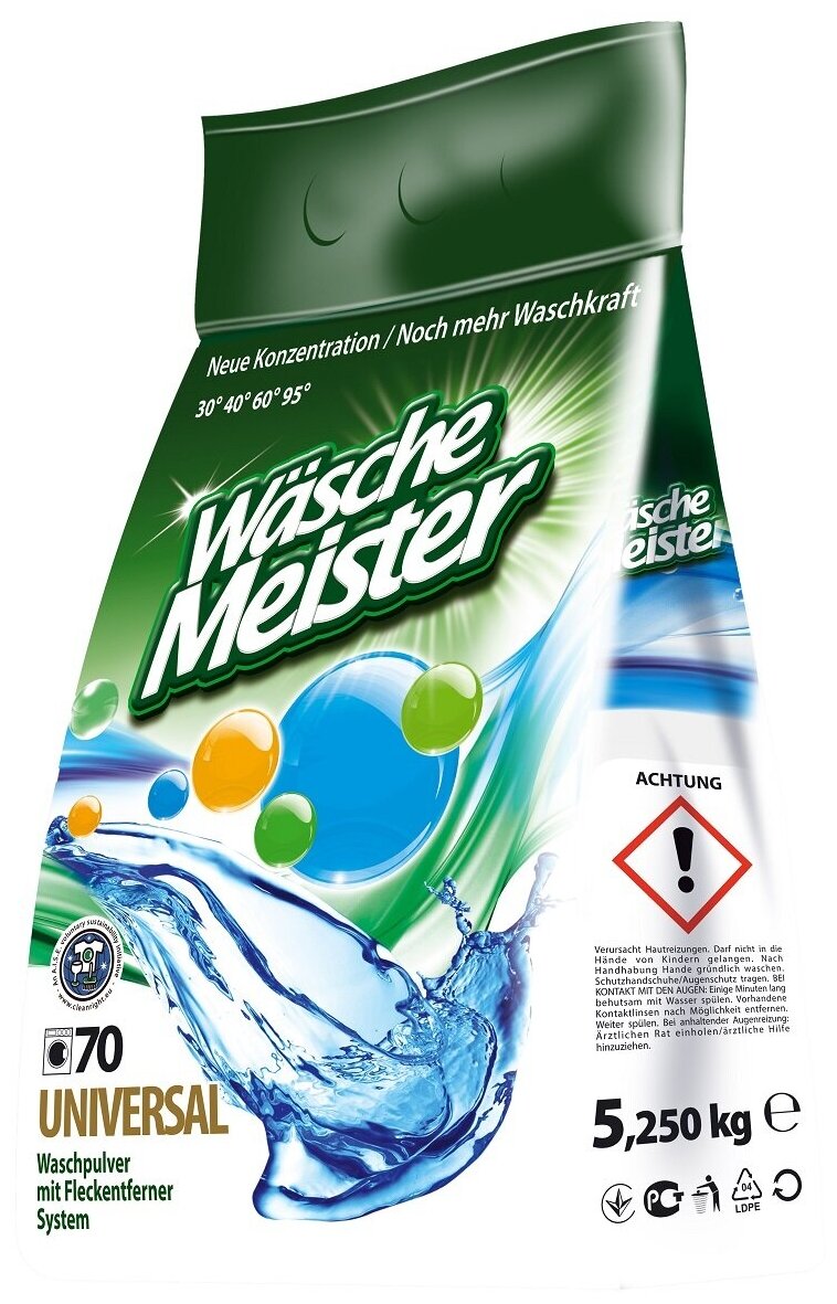 Wasche Meister Waschpulver Universal Стиральный порошок универсальный 5,25 кг на 70 стирок в мягкой упаковке