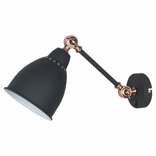 фото Бра arte lamp braccio a2054ap-1bk, e27, 60 вт, кол-во ламп: 1 шт., цвет арматуры: черный, цвет плафона: черный