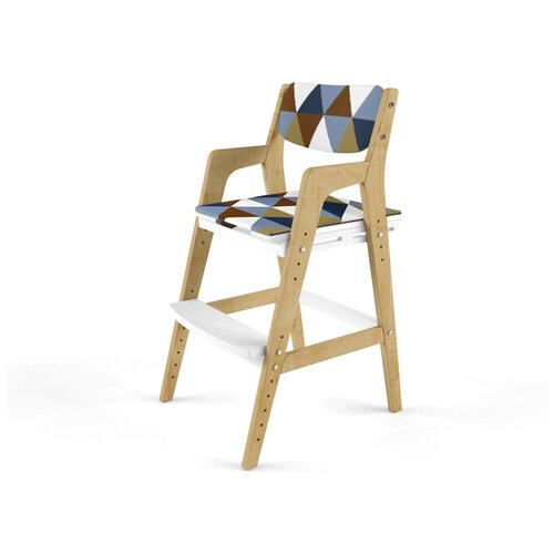Детский растущий стул Вуди с подушками (38 Попугаев), цвет: Комбо-Белый/Ромбусы