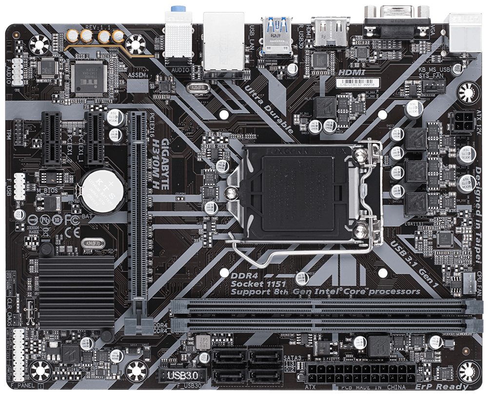 Gigabyte H310m H rev1.1 rtl LGA1151 Pci-e Dsub+HDMI GbLAN Sata MicroATX 2DDR4