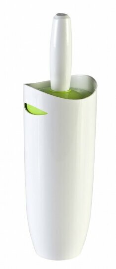 Напольный ершик Primanova M-E05-05 пластиковый с закрытой туалетной щёткой для унитаза цвет бело-салатовый диаметр 10 см высота 35 см
