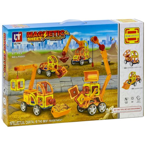 Констр-р магнитный Строительная техника, 87 деталей