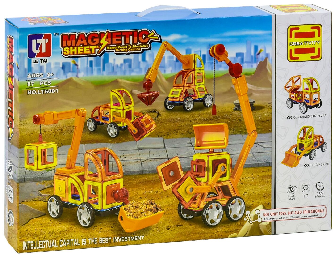 Магнитный 3D-конструктор Строительная техника 87 дет. Shantou Gepai LT6001