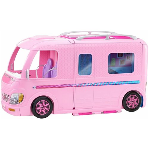 автомобиль barbie super adventure camper высотой 76 см с бассейном горкой и более 60 аксессуарами Фургон Barbie Фургон FBR34, розовый