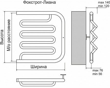 Полотенцесушитель водяной Terminus Фокстрот-Лиана AISI 500х500 мм хром из нержавеющей стали