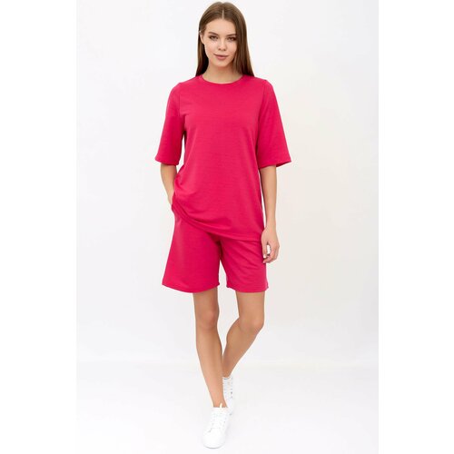 Костюм Lika Dress, футболка и шорты, повседневный стиль, прямой силуэт, карманы, размер 44, фуксия